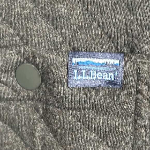 L.L. Bean shirt jacket men’s large tall pockets soft quilted dark gray snaps - Picture 3 of 16